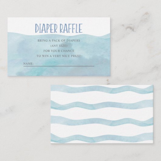Nautical Diaper Rafflle | walvis | Blauwe Waterver Informatiekaartje (Voorkant / Achterkant)