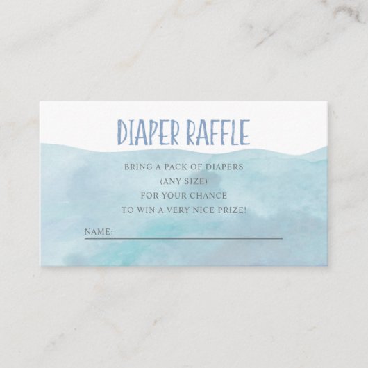 Nautical Diaper Rafflle | walvis | Blauwe Waterver Informatiekaartje (Voorkant)