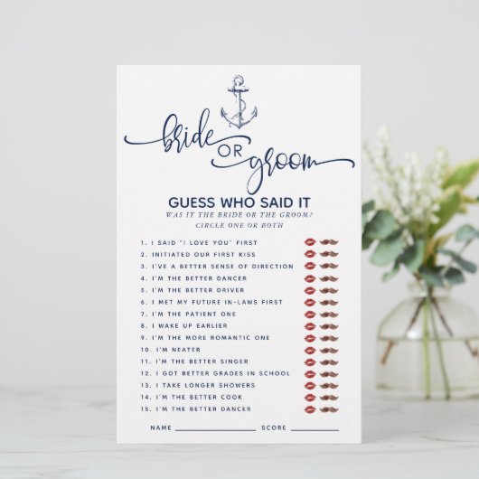 Nautical die het Vrijgezellenfeest Games zei (Staand voorkant)