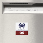Nautical Dishwasher Clean Burgundy Navy Blue Crab Magneet (Insitu (Vaatwasser))