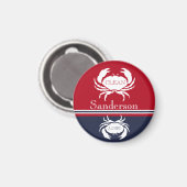 Nautical Dishwasher Clean Red Navy Blue Crab Magneet (Voorkant / Achterkant)