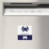 Nautical Dishwasher Clean White Navy Blue Crab Magneet (Insitu (Vaatwasser))