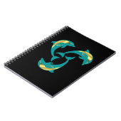 Nautical dolphin aqua blue gold silhouette noteboe notitieboek (Linkerzijde)