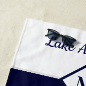 Nautical Donker Navy Blauw Witte Monogram Woonhuis Strandlaken (In situ)