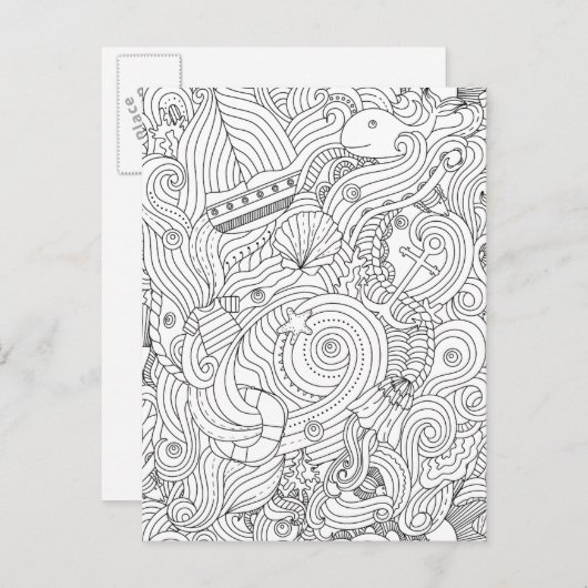 Nautical Doodle Briefkaart (Voorkant / Achterkant)