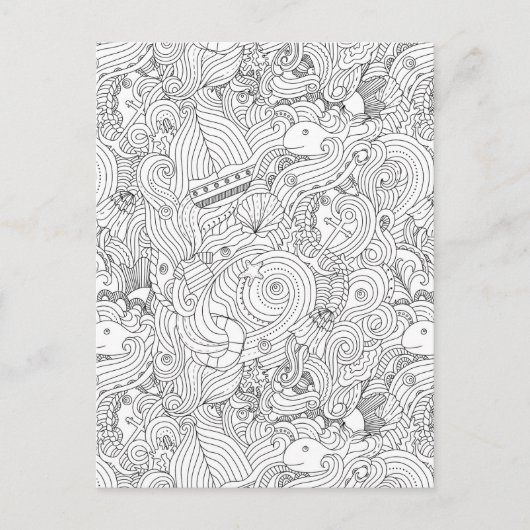 Nautical Doodle Briefkaart (Voorkant)