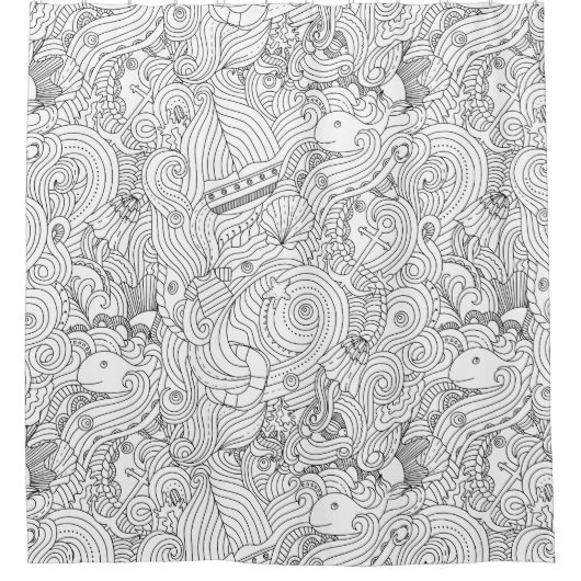 Nautical Doodle Douchegordijn (Voorkant)