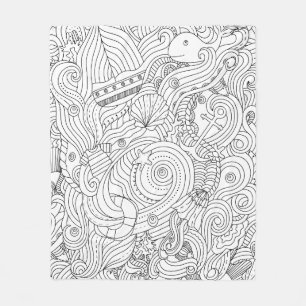 Nautical Doodle Fleece Deken