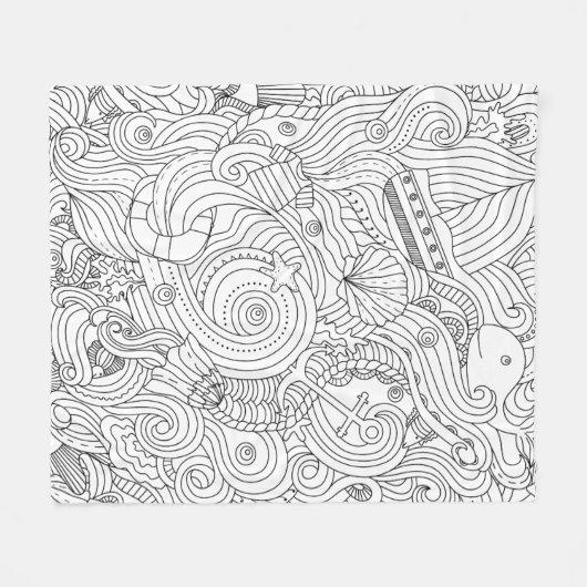 Nautical Doodle Fleece Deken (Voorkant (Horizontaal))