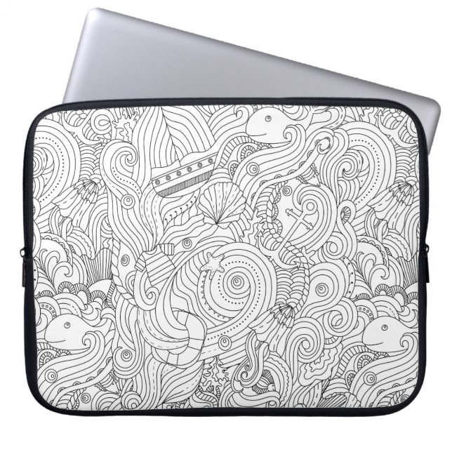 Nautical Doodle Laptop Sleeve (Voorkant)