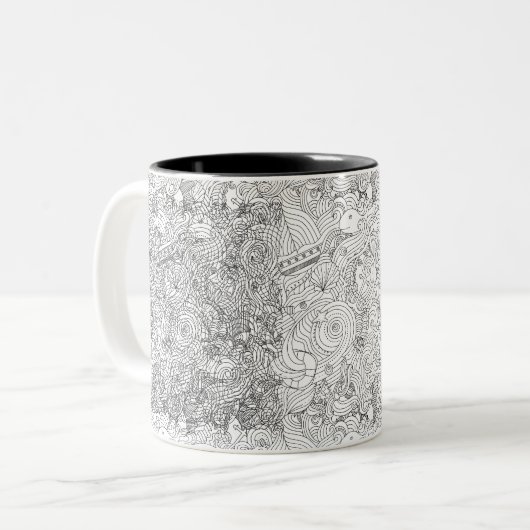 Nautical Doodle Tweekleurige Koffiemok (Voorkant links)