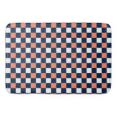 Nautical Doodles – Coral & Navy Mini Check Badmat (Voorkant)