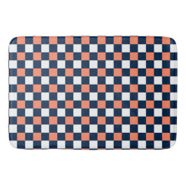 Nautical Doodles – Coral & Navy Mini Check Badmat