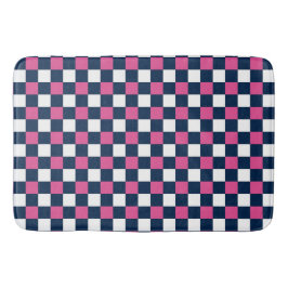 Nautical Doodles – Hot Pink & Navy Mini Check Badmat