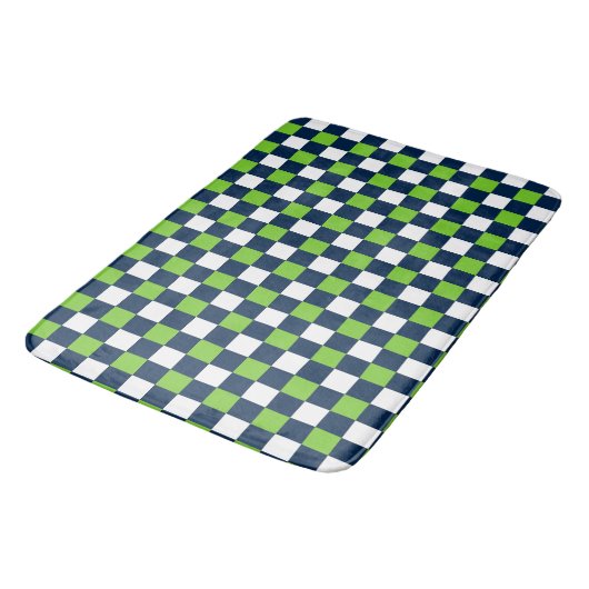 Nautical Doodles – Lime & Navy Mini Check Badmat (Gekanteld)