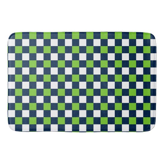 Nautical Doodles – Lime & Navy Mini Check Badmat (Voorkant)