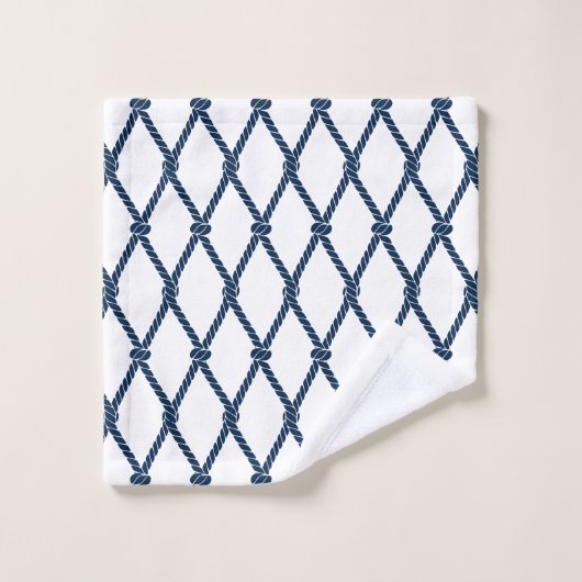 Nautical Doodles – Red & Navy Coastal Stripe Bad Handdoek (Wasdoekje)