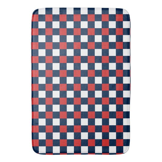 Nautical Doodles – Red & Navy Mini Check Badmat (Voorkant Verticaal)