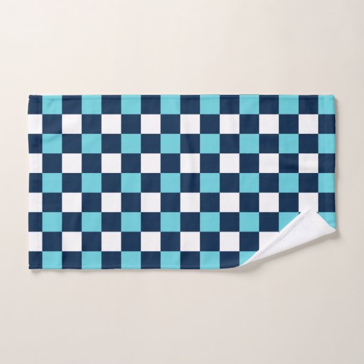 Nautical Doodles – Turquoise & Navy Coastal Stripe Bad Handdoek (Handdoek)