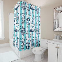 Nautical Doodles – Turquoise & Navy Kuststreep