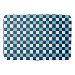 Nautical Doodles – Turquoise & Navy Mini Check Badmat