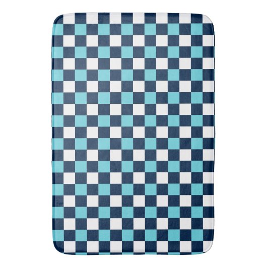 Nautical Doodles – Turquoise & Navy Mini Check Badmat (Voorkant Verticaal)