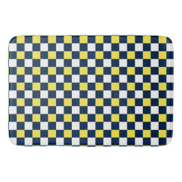 Nautical Doodles – Yellow & Navy Mini Check Badmat