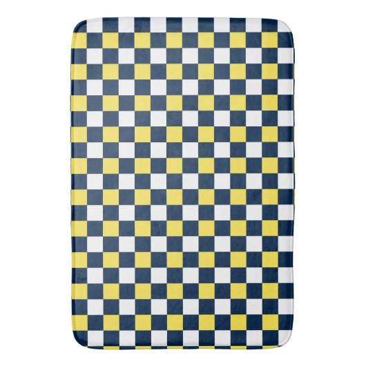 Nautical Doodles – Yellow & Navy Mini Check Badmat (Voorkant Verticaal)
