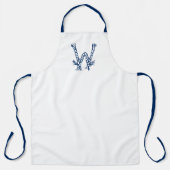 Nautical douane monogram touwknopen blauw wit schort (Voorkant)