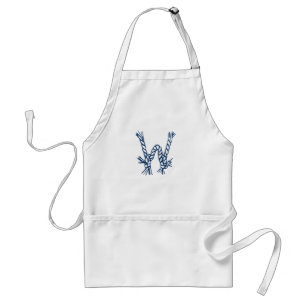 Nautical douane monogram touwknopen blauw wit standaard schort