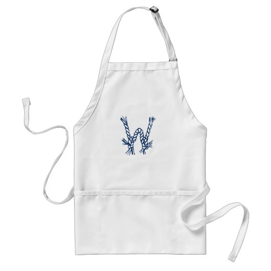 Nautical douane monogram touwknopen blauw wit standaard schort (Voorkant)