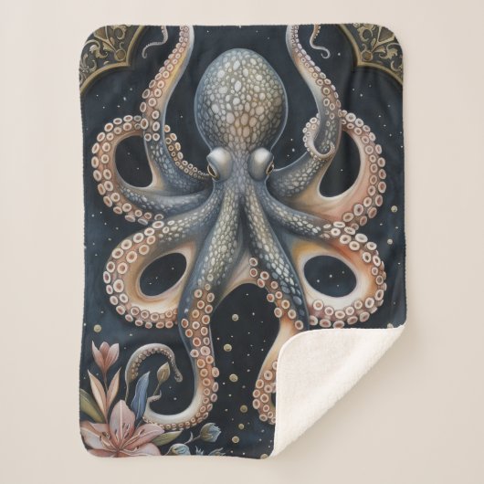 Nautical Dream Octopus Sherpa Deken (Voorkant)