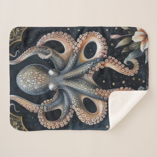 Nautical Dream Octopus Sherpa Deken (Voorkant (horizontaal))
