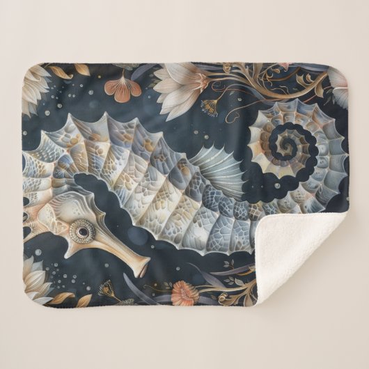 Nautical Dream Seahorse Sherpa Deken (Voorkant (horizontaal))
