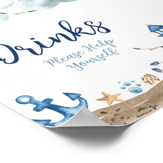Nautical Drink Baby shower Sign Poster (Hoek)