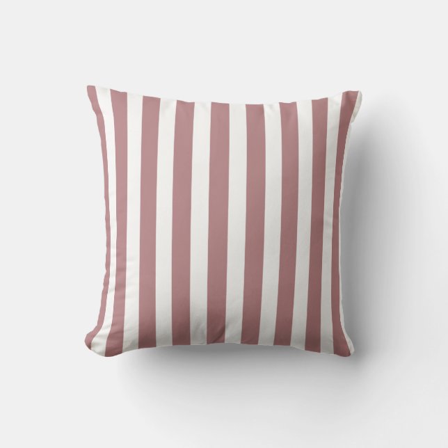 Nautical Dusty Pink & White Striped Kussen (Voorkant)