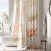 Nautical Earth Tones Groen & Koraal Zee Schildpad Douchegordijn