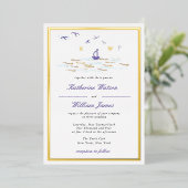 Nautical Elegant Boat Ocean Print Elegant Wedding Folie Uitnodiging (Staand Voorkant)