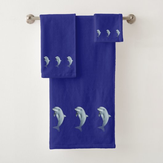 Nautical, Elegant, Dolphins on Navy Blue Bad Handdoek (Insitu)