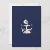 Nautical Elegant Floral Anchor Navy Peach Wedding Kaart (Achterkant)