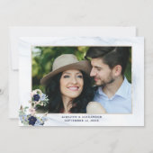 Nautical Elegant Floral Anchor Navy Photo Weddensc Save The Date (Achterkant)