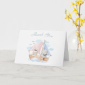 Nautical Elephant Beer Boat Baby shower Dank u Kaart (Gele Bloem)