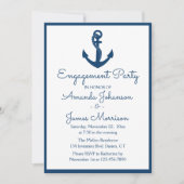 Nautical Engagement Party Marine Blauw Anker Bruil Kaart (Voorkant)