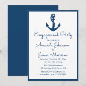 Nautical Engagement Party Marine Blauw Anker Bruil Kaart (Voorkant / Achterkant)