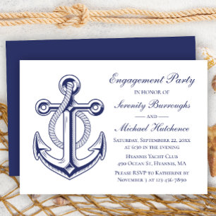 Nautical Engagement Party Marine Blauw Anker Bruil Kaart