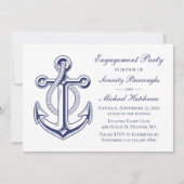Nautical Engagement Party Marine Blauw Anker Bruil Kaart (Voorkant)
