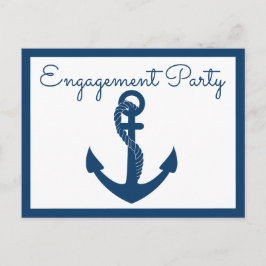 Nautical Engagement Party Navy Blue Anchor Wedding Uitnodiging Briefkaart