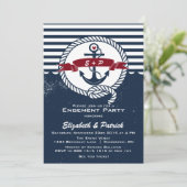 Nautical Engagement Party - uitnodiging voor Navy (Staand voorkant)