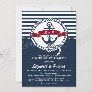Nautical Engagement Party - uitnodiging voor Navy