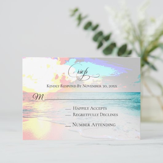 ** Nautical Exotic Ocean Beach Wedding RSVP (Staand voorkant)
